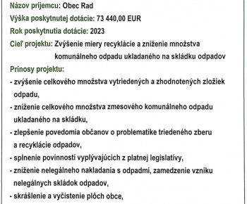 Aktuality / Triedený zber komunálneho odpadu v obci Rad - foto